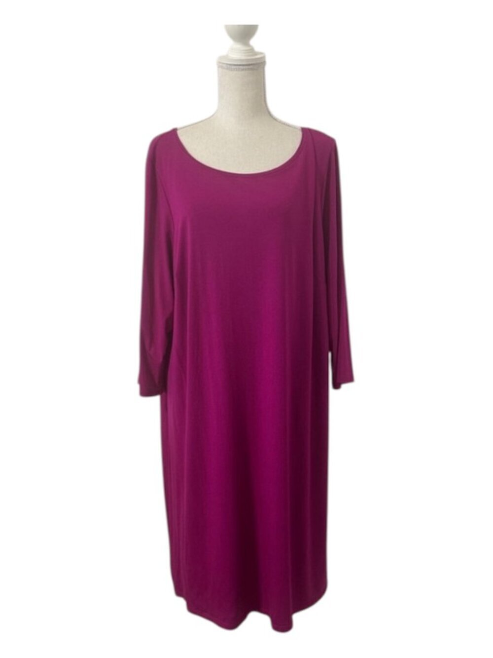 Eileen Fisher Woman Tee Shirt Dress Women's Size 1X Magenta Plus Quiet Luxury